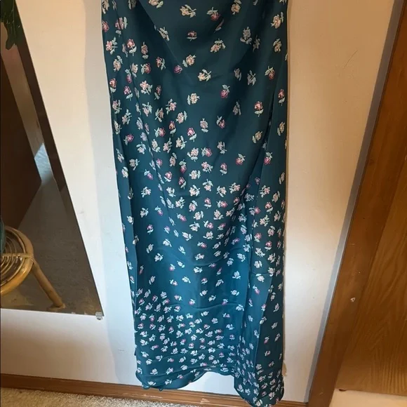 Teal Floral Slip Dress - Picture 6 of 8